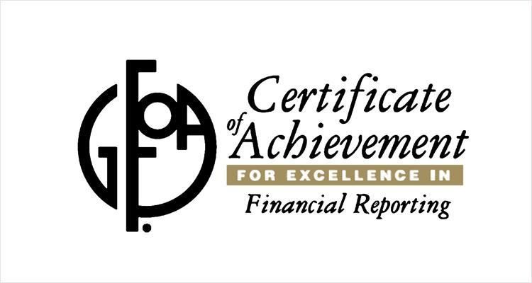 Seal for GFOA Certificate of Achievement for Excellence in Financial Reporting